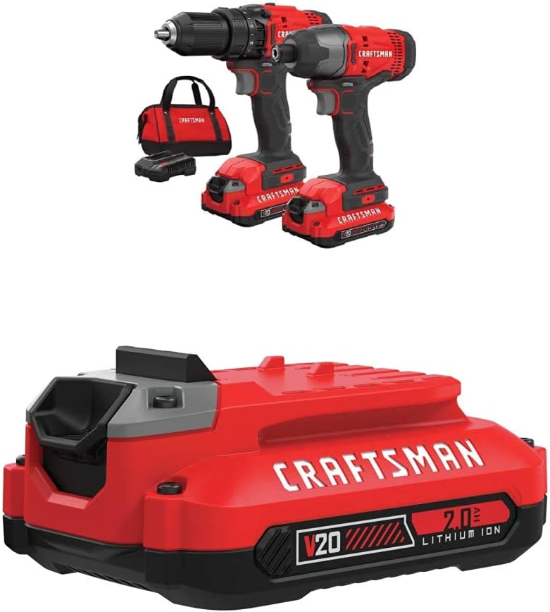 V20 MAX Cordless Drill and Impact Driver Power Tool Combo Kit with 2 Batteries and Charger